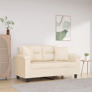 vidaXL Καναπές Διθέσιος Beige 120 εκ. Ύφασμα Μικροϊνών με Μαξιλάρια