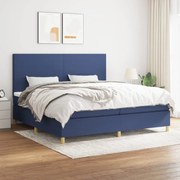 vidaXL Κρεβάτι Boxspring με Στρώμα Μπλε 200x200 εκ. Υφασμάτινο