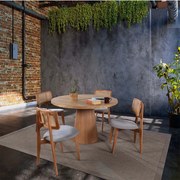 Τραπεζαρία Albero (Σετ 5Τμχ) 117FRF1242 120x120x75cm Natural 4 Θέσεων Ξύλο,Ύφασμα