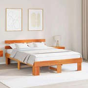 vidaXL Kρεβάτι  με Κεφαλάρι Χρώμα Καφέ 140x200 εκ Μασίφ ξύλο πεύκου