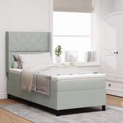 vidaXL Κρεβάτι με Στρώμα Light Grey 90x190 cm Βελούδο