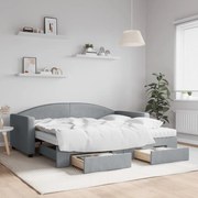 vidaXL Καναπές Κρεβάτι Συρόμενος Αν. Γκρι 90x190 εκ.Ύφασμα &amp; Συρτάρια
