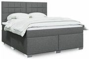 vidaXL Κρεβάτι Boxspring με Στρώμα Σκούρο Γκρι 180x200 εκ Υφασμάτιν