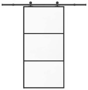 vidaXL Συρόμενη πόρτα με σετ υλικού 102x205 cm ESG Γυαλί&Αλουμίνιο
