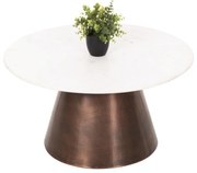 Τραπεζάκι σαλονιού FODEN C9721 Λευκό Μάρμαρο TOP και Μεταλλική Βάση Φ77x40Υεκ. 77x77x40 εκ.