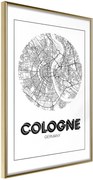 Αφίσα - City Map: Cologne (Round) - 40x60 - Χρυσό - Χωρίς πασπαρτού