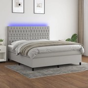 Κρεβάτι Boxspring με Στρώμα &amp; LED Αν.Γκρι 180x200εκ. Υφασμάτινο - Γκρι