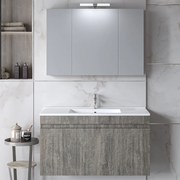 Έπιπλο Μπάνιου Πάγκος Με Νιπτήρα&Καθρέφτη Omega 100 9SOM100BER 100x45x60cm Grey Πορσελάνη,Μελαμίνη