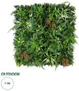 20351 GloboStar®  Artificial Garden JUNGLE FERN 20351 Τεχνητό Διακοσμητικό Πάνελ Φυλλωσιάς - Κάθετος Κήπος σύνθεση Ζούγκλα Φτέρης Μ100 x Π100 x Υ20cm