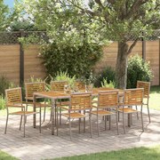 vidaXL Σέτ φαγητού για κήπο 9 pcs Γκρι, Καφέ 190 x 90 x 75 cm