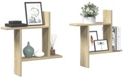 Ραφιέρες Τοίχου 2 τεμ. Sonoma Δρυς 50x12x50 εκ. από Επεξ. Ξύλο