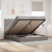vidaXL Οθωμανικό κρεβάτι με στρώμα &amp; LEDs Taupe 160x200cm ύφασμα
