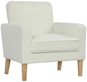 HOMCOM Πολυθρόνα με μπράτσα, ανακλινόμενη πλάτη, πόδια από ξύλο καουτσούκ, κρεμ λευκό