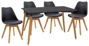 Natali-Gaston dining set 5pcs black-natural 120x80x76cm 120x80x76 εκ.