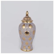 Βάζο Κεραμικό Γκρι &amp; Χρυσό 17.7x17.7x40cm 752-20349 Estheti-752-20349-Χρυσό 752-20349