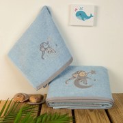Πετσέτες Βρεφικές Με Κέντημα Dreaming Elephant 166 (Σετ 2τμχ) Ciel DimCol Towels Set 70x140cm 100% Βαμβάκι