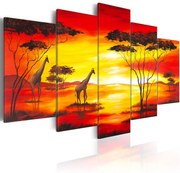 Πίνακας - Giraffes on the background with sunset 100x50