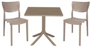 Τραπεζαρία κήπου Groovy-Ignite pakoworld σετ 3τεμ PP cappuccino 80x80x74,5εκ.