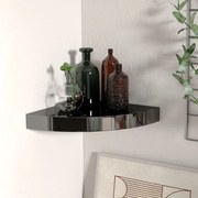 vidaXL Ράφι Τοίχου Γωνιακό Γυαλιστερό Μαύρο 25 x 25 x 3,8 εκ. από MDF