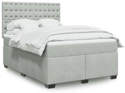 vidaXL Κρεβάτι Boxspring με Στρώμα Ανοιχτό Γκρι 140x190 εκ. Βελούδινο