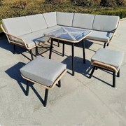 Σαλόνι Κήπου (Σετ 4Τμχ) Salsa Corner Ε2801 Natural-Black 7 Θέσεων