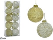 Χριστουγεννιάτικη Μπάλα Με Γκλίτερ Χρυσό 60mm Σετ 10Τμχ
