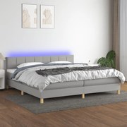 ΚΡΕΒΑΤΙ BOXSPRING ΜΕ ΣΤΡΩΜΑ &amp; LED ΑΝ.ΓΚΡΙ 200X200ΕΚ. ΥΦΑΣΜΑΤΙΝΟ 3133741