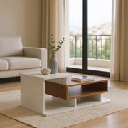 Τραπέζι σαλονιού Nuvele pakoworld σε λευκή-sonoma απόχρωση 90x50x35εκ