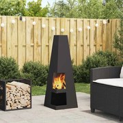vidaXL Σόμπα Ξύλου με Αποθήκη Ξύλων, Μαύρη, 35 x 35 x 100 εκ., Ατσάλι