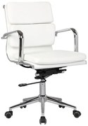 BF4801 Πολυθρόνα Γραφείου Μέταλλο Χρώμιο, PU Άσπρο