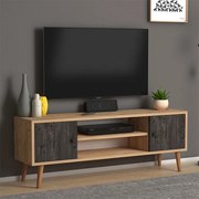 Έπιπλο τηλεόρασης Parma Megapap από μελαμίνη χρώμα industrial grey - oak 120x30x40εκ.