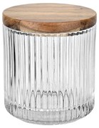 Δοχείο Για Βαμβάκι Allure 02-25892 9,5x9,5cm Natural-Clear Estia Glass,Bamboo