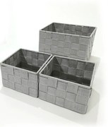 Κουτί Αποθήκευσης Γκρι PP (2x)13x13x9cm/20x15x13.5cm Σετ 3Τμχ