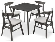 Tραπεζαρία Benson - Orlean pakoworld σετ 5τμχ rustic grey - ύφασμα γκρι 80x80x75εκ
