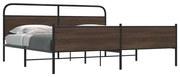vidaXL Σκελετός Κρεβ. Χωρίς Στρώμα Καφέ Δρυς 193x203 εκ. Μεταλλικό