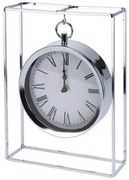 Επιτραπέζιο ρολόι επικρεμάμενο design NBE000050 Mεταλλικό, ασημί, 18.8x5.8x25cm