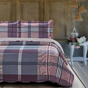 Borea Κουβερλί Εμπριμέ Σετ Madras Μωβ Μονό 160 x 220 cm + 50 x 70 cm Μωβ