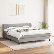 Κρεβάτι Boxspring με Στρώμα Αν. Πράσινο 160x200εκ Υφασμάτινο - Γκρι