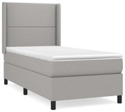 vidaXL Κρεβάτι Boxspring με Στρώμα Ανοιχτό Γκρι 90x200 εκ. Υφασμάτινο