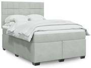 vidaXL Κρεβάτι Boxspring με Στρώμα Ανοιχτό Γκρι 160x200 εκ. Βελούδινο