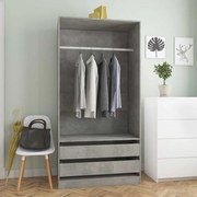 vidaXL Ντουλάπα Γκρι του Σκυροδέματος 100 x 50 x 200 εκ. Επεξ. Ξύλο
