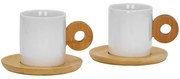 Φλυτζάνια Espresso Με Πιατάκια Nordic (Σετ 4Τμχ) 030015 20x14x7cm White-Natural Πορσελάνη,Bamboo