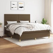 vidaXL Κρεβάτι Boxspring με Στρώμα Σκούρο Καφέ 160x200 εκ Υφασμάτινο