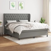 Κρεβάτι Boxspring με Στρώμα Σκούρο Γκρι 160x200 εκ Υφασμάτινο - Γκρι