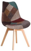 Καρέκλα Martin Patchwork Brown ΕΜ136,84 49x57x82cm Σετ 4τμχ Wood, Fabric