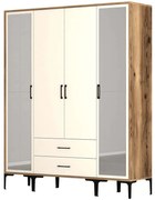 Ντουλάπα Τετράφυλλη Kumsal 845HCT5476 160x47,5x201,4cm Walnut-Cream Τετράφυλλη