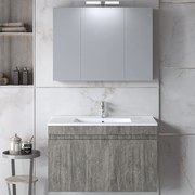 Έπιπλο Μπάνιου Πάγκος Με Νιπτήρα&Καθρέφτη Omega 90 9SOM090BE0W 90x45x60cm Grey Πορσελάνη,Μελαμίνη