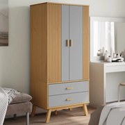 vidaXL Ντουλάπα OLDEN Γκρι &amp; Καφέ 76,5x53x172 εκ. Μασίφ Ξύλο Πεύκου