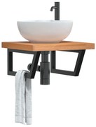 vidaXL Ράφι Νιπτήρα Τοίχου από Ατσάλι / Μασίφ Ξύλο Οξιάς