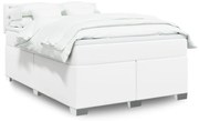 vidaXL Κρεβάτι Boxspring με Στρώμα Λευκό 140x200εκ.από Συνθετικό Δέρμα